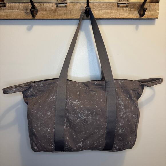 Victoria's Secret PINK gray charcoal acid wash canvas tote Weekender Travel Bag - Picture 11 of 13